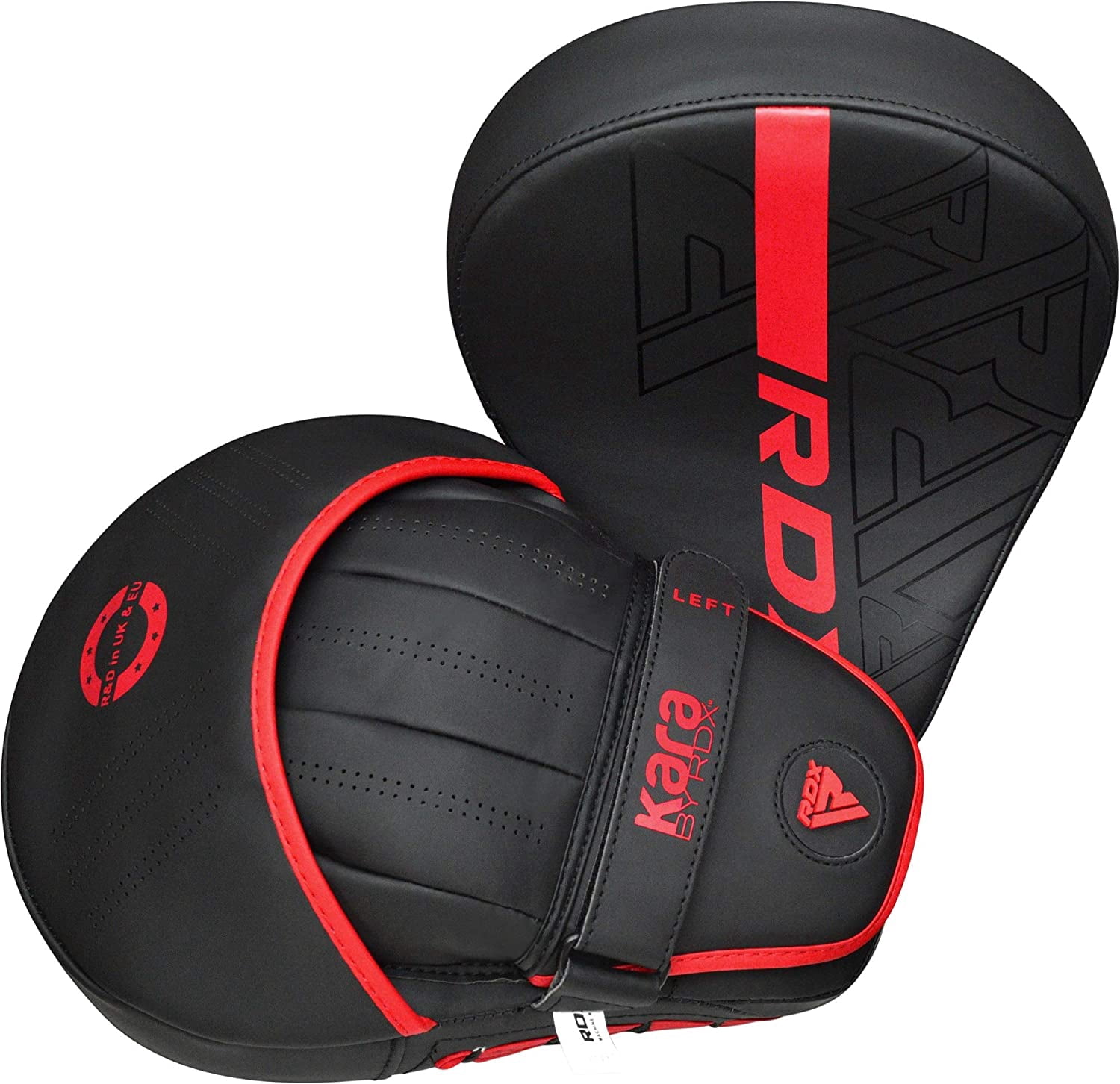 RDX Boxing Pads and Bag Gloves Set, Maya Hide Leather KARA Hook and Jab Training Pads, Curved Focus Mitts, Red