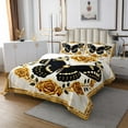 thumbnail image 2 of Manfei Black Gold Butterfly Bedspread Sets Queen Size, Dreamy Golden Blossoms Bed Quilt, Modern Aesthetic Bed Cover, Microfiber Bedroom Decorative, 3-Piece, 2 of 6