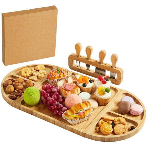Wooden Serving Platter Set, 3 Pieces Decorative Craftsmanship Kitchen Serving Tray for Home and Parties