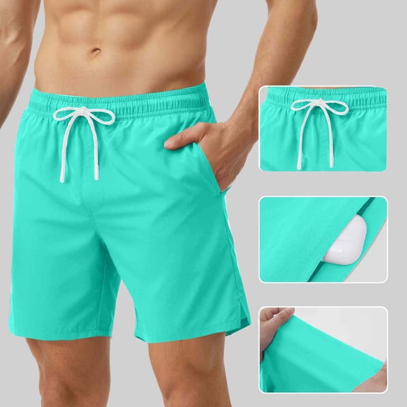 Chbgutlmr Mens Shorts Casual Loose Summer Beach Shorts Drawstring Lined High Waist Knee Length Wide Leg Breathable Shorts
