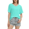 thumbnail image 5 of Womens Casual V Neck T Shirts Short Sleeve Loose Fit Summer Flowy Tops Tees, 5 of 6