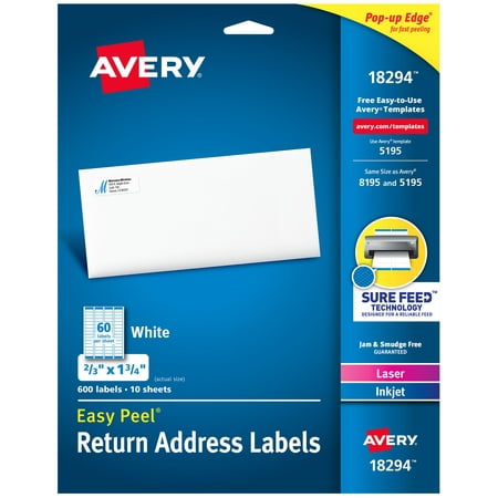 Avery Easy Peel Address Labels, 2/3