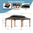 thumbnail image 2 of Modern Shade Rosewood 12'x20’Hardtop Gazebo,Cedar Framed Rosewood Pavilion with Double Galvanized Steel Roof,Permanent Patio Gazebo for Outdoor Brown, 2 of 8