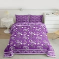 thumbnail image 2 of Homewish Retro Flower Paisley Bedding Comforter Set,Boho Bohemain Style Twin Comforter Sets,Purple Floral Bedding Set For Men Women,Microfiber Bedroom Decor Reversible,2pcs, 2 of 8