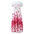 thumbnail image 5 of Items! Ashirexll Plus Size Dress for Women Short Sleeve Round Neck Casual Fashion Party Daily Elegant Printing Dress Maxi Skirt Pink M, 5 of 5