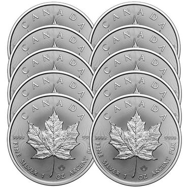 Lot of 10 - 2025 $5 Silver Canadian Maple Leaf 1 oz BU
