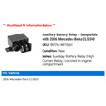 thumbnail image 2 of Auxiliary Battery Relay - Compatible with 2006 Mercedes-Benz CLS500, 2 of 2