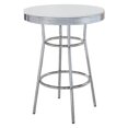thumbnail image 1 of Bowery Hill Table de Pub Rond de 30 Pouces en Blanc et Chrome, 1 of 5