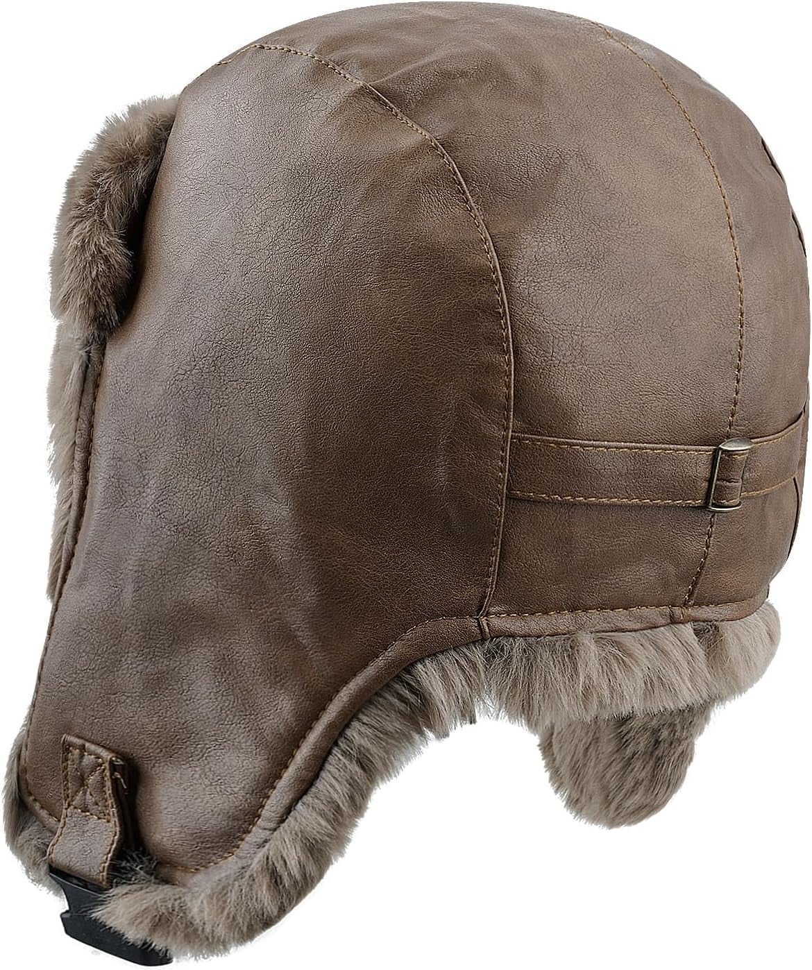Zhengup Aviator Faux Leather Trapper Eskimo Earflap Hunting Hat Cold Weather Winter Gear Russian Ushanka Cossack Trooper Hat