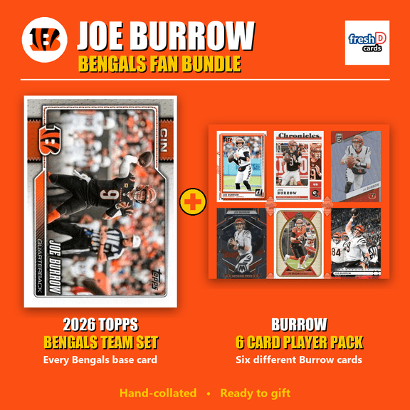 Collectible Joe Burrow Cincinnati Bengals Football Fan Bundle - 2026 Topps Team Set + 6 Card Player Pack