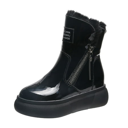 Durtebeua Snow Boots For Women Womens Snow Boots Mid Calf Waterproof Winter Shoes Black 8