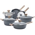 thumbnail image 1 of Country Kitchen Nonstick Induction Cookware Sets - 11 Piece Nonstick Cast Aluminum Pots and Pans with BAKELITE Handles - Induction Pots and Pans with Glass Lids - Grey, 1 of 8