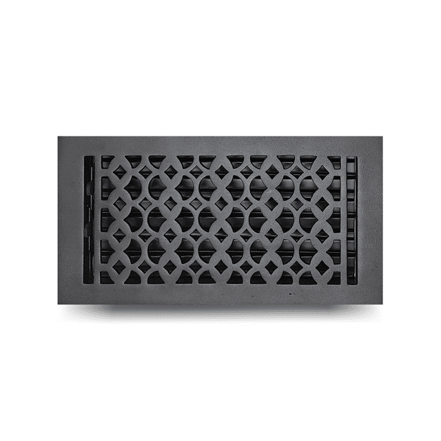 Floor Vent Cover / Register 6” x 14” with Damper – Prima Decorative Cast Aluminum, Powder Coated, Repaintable Tudor Mushroom Design – For Floors, Walls & Ceilings – VR 100