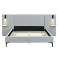thumbnail image 6 of New Chic Linen Upholstered Bed with Integrated Lights and Shelves, Grey, Queen, 6 of 6