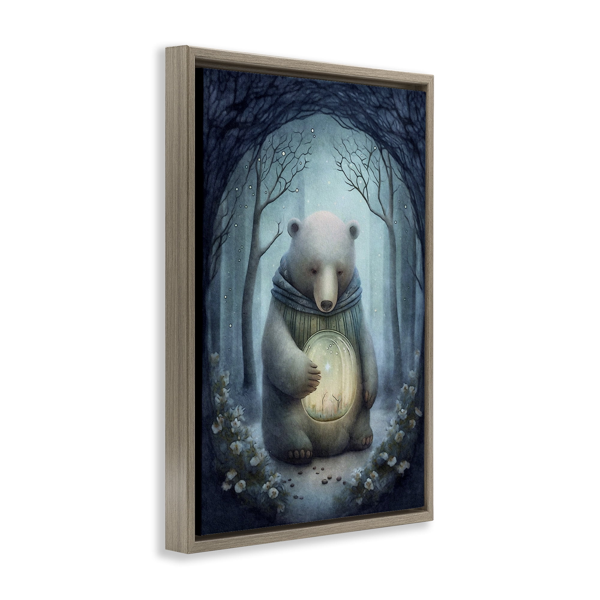 Stupell Industries Mystic Brown Bear Landscape Painting Brown Floater Framed Art Print Wall Art, 21 x 31