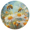 thumbnail image 3 of Happy Cute Bees Washable Round Rug -Circle Area Rugs for Nursery Bedroom, Vintage Non Slip Non Shedding Low Pile Carpet for Living Room Coffee Table Entryway, 3 of 6