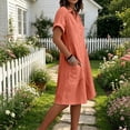 thumbnail image 5 of Bosfbaoi Dresses for Women Casual A-Line Tunic Dress Collared Neck Short Sleeve Shirt Dress with Pockets Summer Dresses for Women 2026, 5 of 6