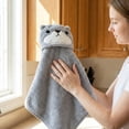 thumbnail image 4 of Unique Bargains Animal Hanging Soft Absorbent Hand Towel Grey Shiba Inu 15" x 8", 4 of 6