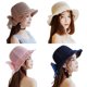 thumbnail image 2 of Qarigey Sombrero de paja gorra con lazo hecho a mano tejido hueco mujer cinta sombrilla accesorios de verano Sombreros azul marino, 2 of 6