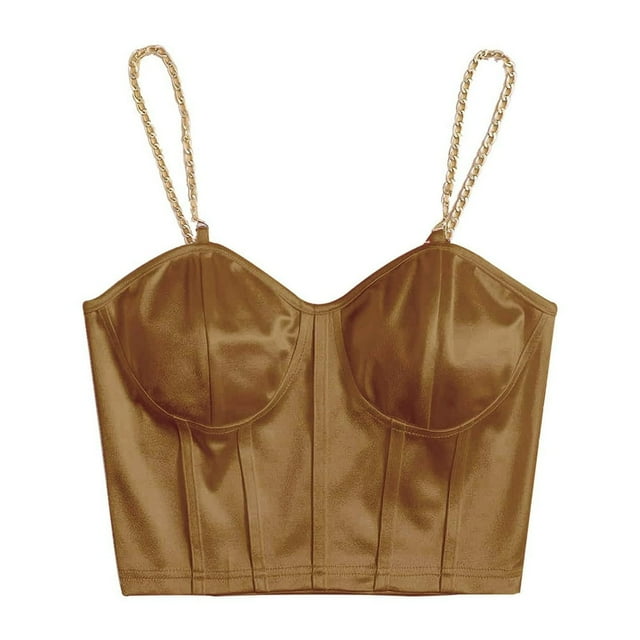 Fashion Women‘s Solid Color Chain Strap Vest Tight Fitting Basic Camisole