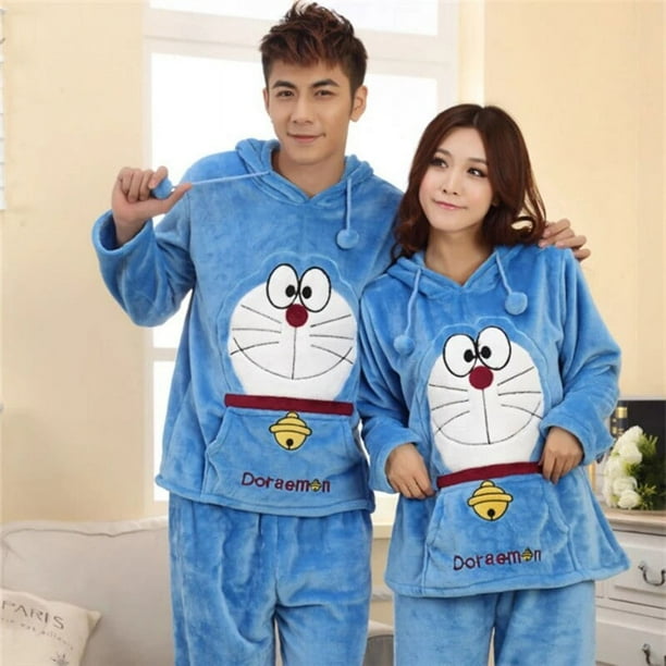 Adulto mujer hombre invierno franela polar dibujos animados Doraemon Onesies pijamas disfraces encantador gato Cosplay pijamas ropa de dormir Navidad Walmart en linea