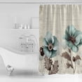 thumbnail image 2 of Victorian Style Shower Curtain, 60" x 72", Vintage Blue Flowers Broccoli Waterproof Bathroom Curtain Washable Shower Curtain Set with 12 Hooks, 2 of 6