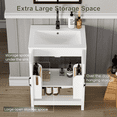 thumbnail image 3 of EVOKEDEN 24" Bathroom Vanity with Sink, Freestanding Modern Cabinet Vanity with LED Light, 2 Soft Closing Cabinet Door with Organizer, White, 3 of 8