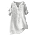 thumbnail image 4 of IYYVV Boho Embroidered Tops for Women 3/4 Sleeve Length Peasant Shirts Plus Size Summer Dressy Casual Blouses 2026 White L, 4 of 7