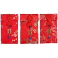 thumbnail image 1 of KAKOWELY 3 Pcs Sacs à Enveloppes Rouges Brodés Chinois Style Aléatoire, 6.89"X4.13"X0.2 Pouces, 1 of 5
