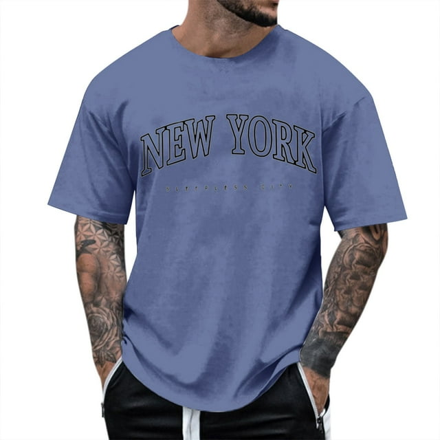 T-Shirts Homme Manches Courtes Col Rond Musculation Athlétique Coton Tee Top Tee Shirts Homme Bleu m