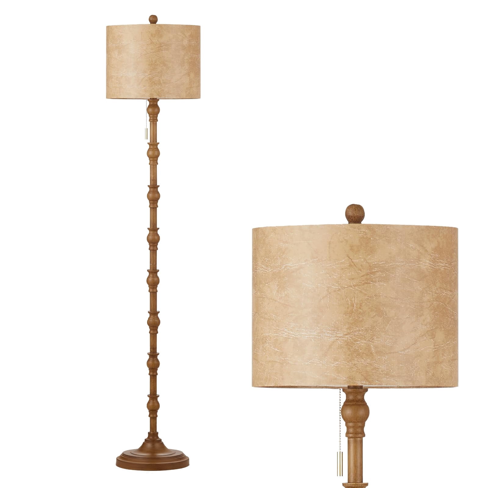 63.5'' Floor Lamps For Living Room  Farmhouse Lamp Bedroom With 3 Color Temperatures Vintage Standing Light Chain Bulb Included Brown