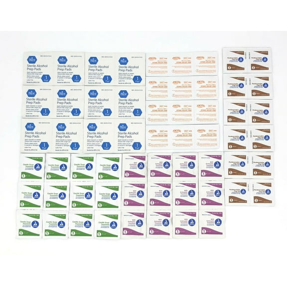 60 Piece - Wipes and Prep Pads Refill First Aid Kit