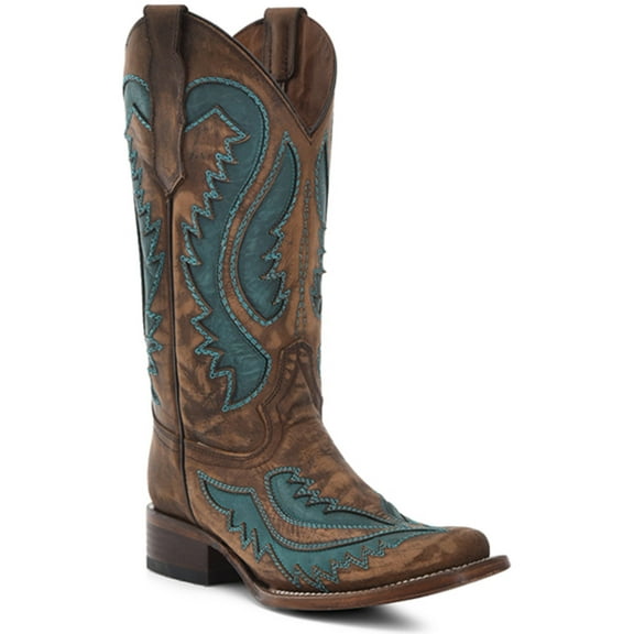 Circle G Women's Inlay Embroidered Western Boot Square Toe - L6128 7 M  US