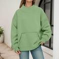 thumbnail image 2 of Fiaer Womens Crew Neck Sweatshirts Long Sleeve Pullover Oversized Loose Fit Comfort Solid Basic Tops with Pocket Green XXXL, 2 of 6