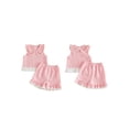 thumbnail image 2 of BemeyourBBs Toddler Baby Girl Summer Clothes Cute Infant Baby Girls Plaid Gingham 2 Piece Outfits Sleeveless Doll Collar Vest Tank Tops Ruffled Shorts Set Toddler Girls Summer Outfit, 2 of 9