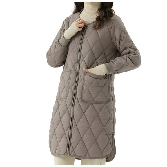 Women's Long Sleeve Collar Winter Warm Coat Solid Casual Basic Daily Jacket Lightweight Comfy Midi Outerwear