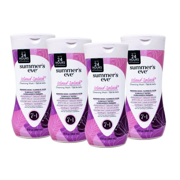 4 Pack - Summer's Eve Island Splash Refreshing Daily Feminine Cleansing Wash, Removes Odor, pH Balanced, 9 FL OZ