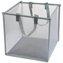 Supvox Bathroom Laundry Hamper Grey Polyester Mesh Foldable 1Pcs