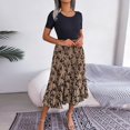 thumbnail image 4 of Vestido de Verano para las Mujeres, Manga Corta Cuello Redondo Cintura Alta Vestido Plisado con Hoja de Parche, Midi Casual, 4 of 7
