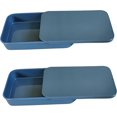 thumbnail image 1 of HARMONYDENT Floss Case, Push-Pull Sliding Travel Picks Case, Portable Mini Dental Dispenser Refillable, Thread Holder Container Blue, 2 Pack, 1 of 8