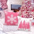 thumbnail image 5 of 16x16 Pink Christmas Pillow Covers Set of 4, Christmas Decorations Pillowcase, Winter Decorative Pillow Case, Merry Christmas Tree Cushion for Indoor Home Bedroom Sofa Xmas Couch Decor, 5 of 6