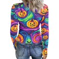 thumbnail image 6 of IYYVV Halloween Shirts for Women 2026 Long Sleeve Crewneck Slim Fitted Basic Tees Funny Ghost Pumpkin Graphic Ribbed Shirts Multicolor M, 6 of 6