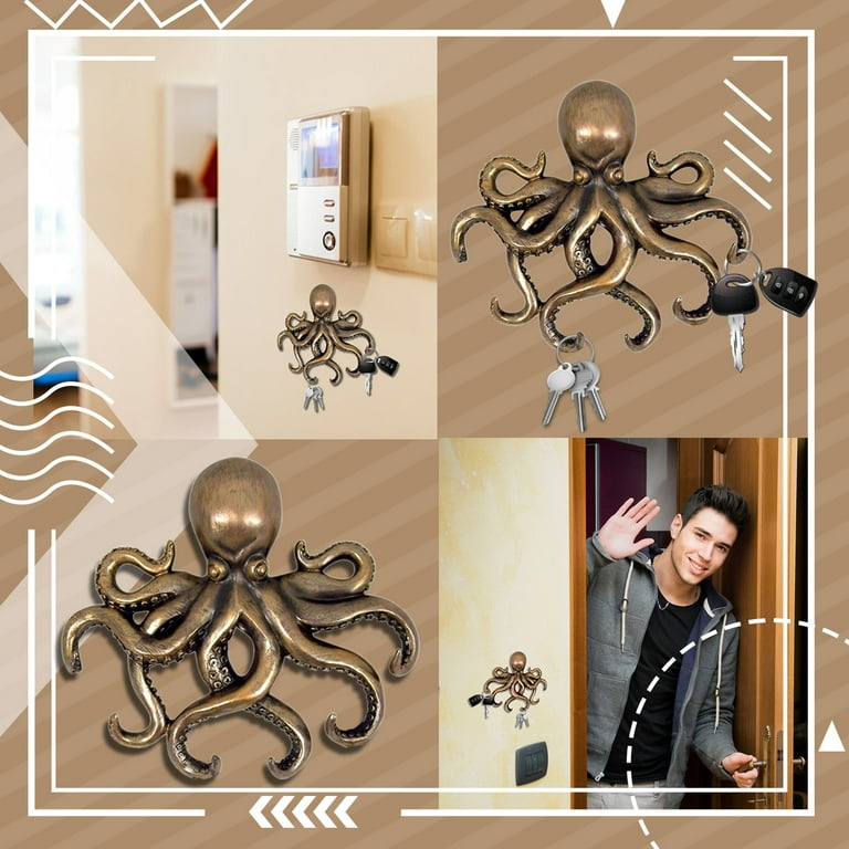LA TALUS Keychain Hook Realistic Decorative Iron Octopus Wall Key