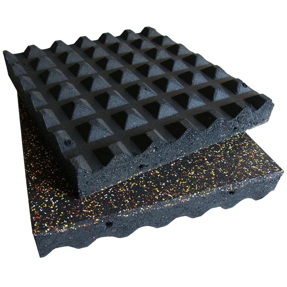 Rubber-Cal "Eco-Safety" Interlocking Playground Tiles - 3 x 19.5 x 19.5 inch - 1 Pack - 2.77 Square Feet Coverage - Yellow/Red/White Speckled