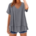 thumbnail image 4 of Women's Crew Neck T Shirts Oversized Boxy Cropped Tops Casual Short Sleeve Summer Cute Tees 2026, 4 of 9