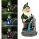 thumbnail image 1 of Estatua de gnomo de jardín divertida, artesanía de resina, estatua de gnomo sosteniendo un pozo para agua, decoración solar LED para exteriores, 1 of 5