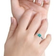 thumbnail image 4 of Art Deco Ring Black Tone Simulated Paraiba Tourmaline CZ 925 Sterling Silver Size 9, 4 of 4