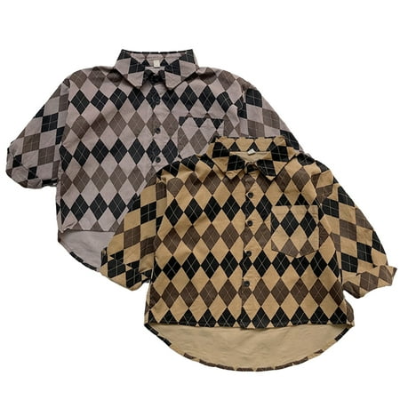 

KYAIGUO 1-9 Years Boys Girls Spring Plaid Shirt Shirts Button down Casual Shirts Long Sleeve Flannel Plaid Shirt for Baby Toddler Kids