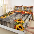 thumbnail image 3 of Castle Fairy Chic Floral Sunflowers 4 Pieces Queen Sheet Sets for Female Men Adults,Old Barn Door Ultra Soft Flat Sheet,Grey Yellow Queen Fitted Sheet,Breathable Home Decor, 3 of 7