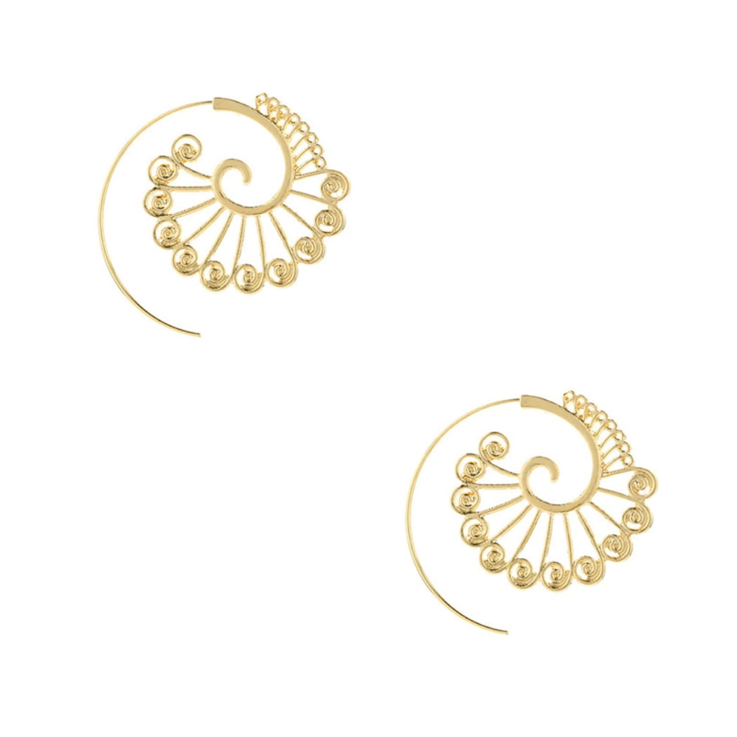 Gold Spiraling Sun Threader Earrings
